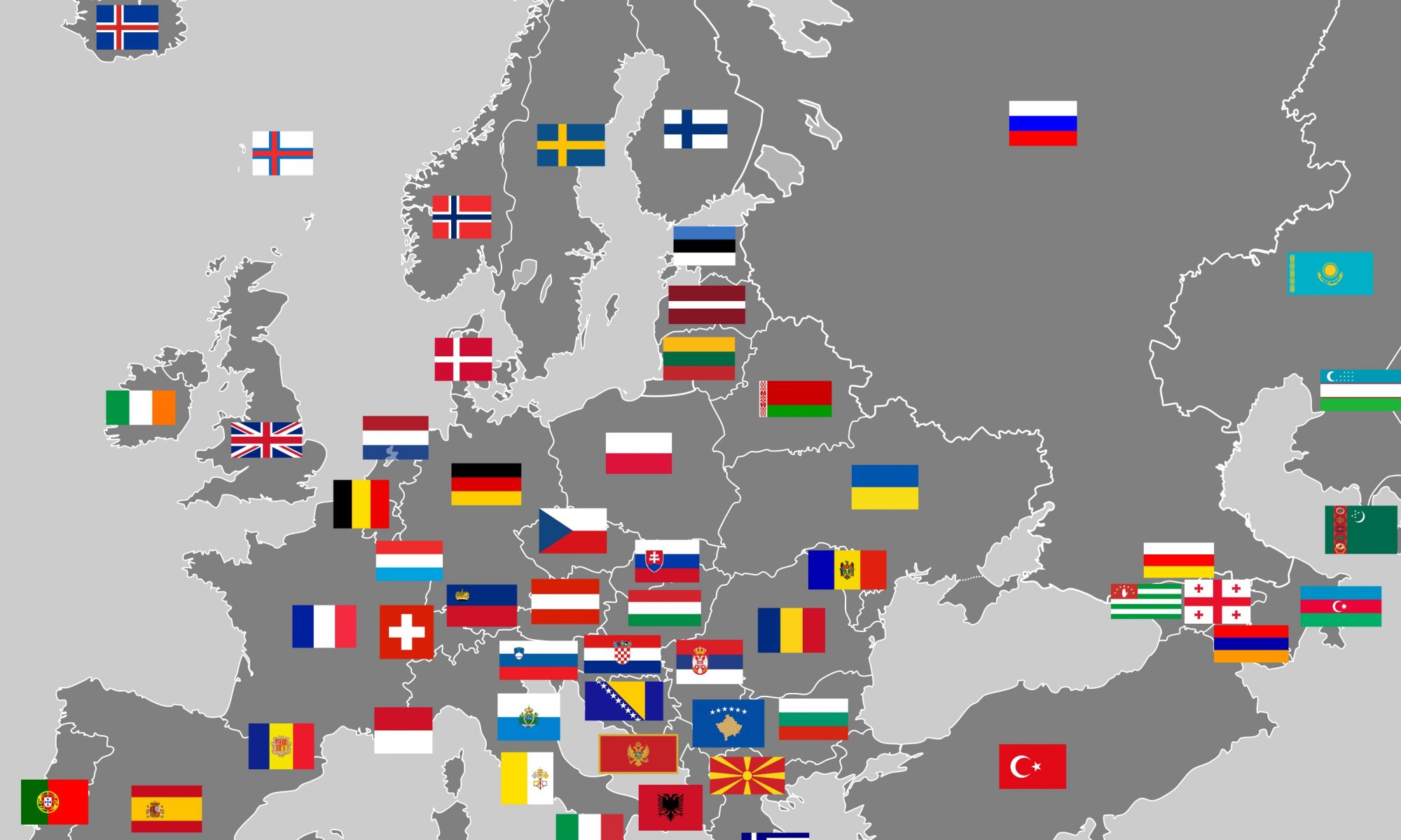 Europe with flags