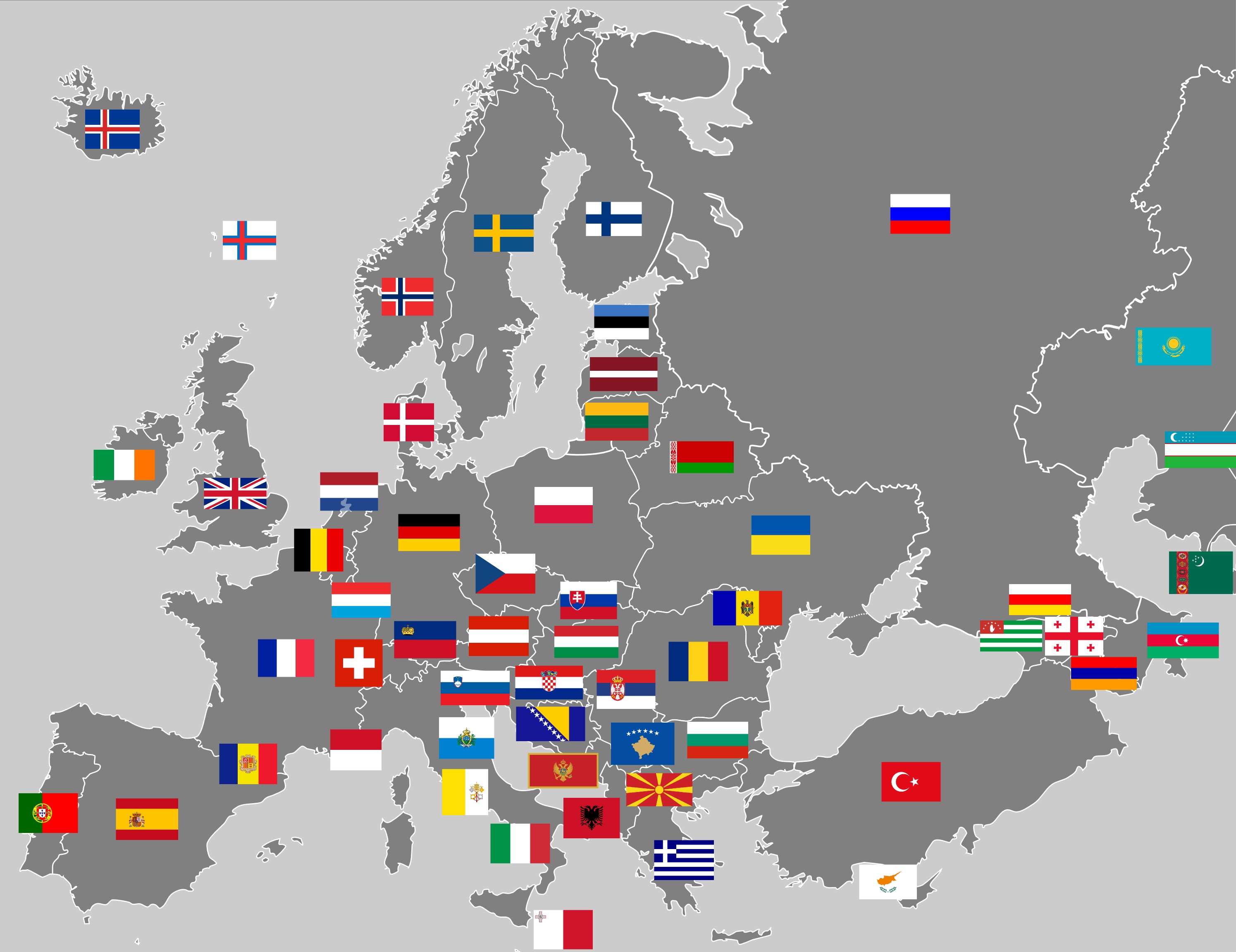 Europe with flags