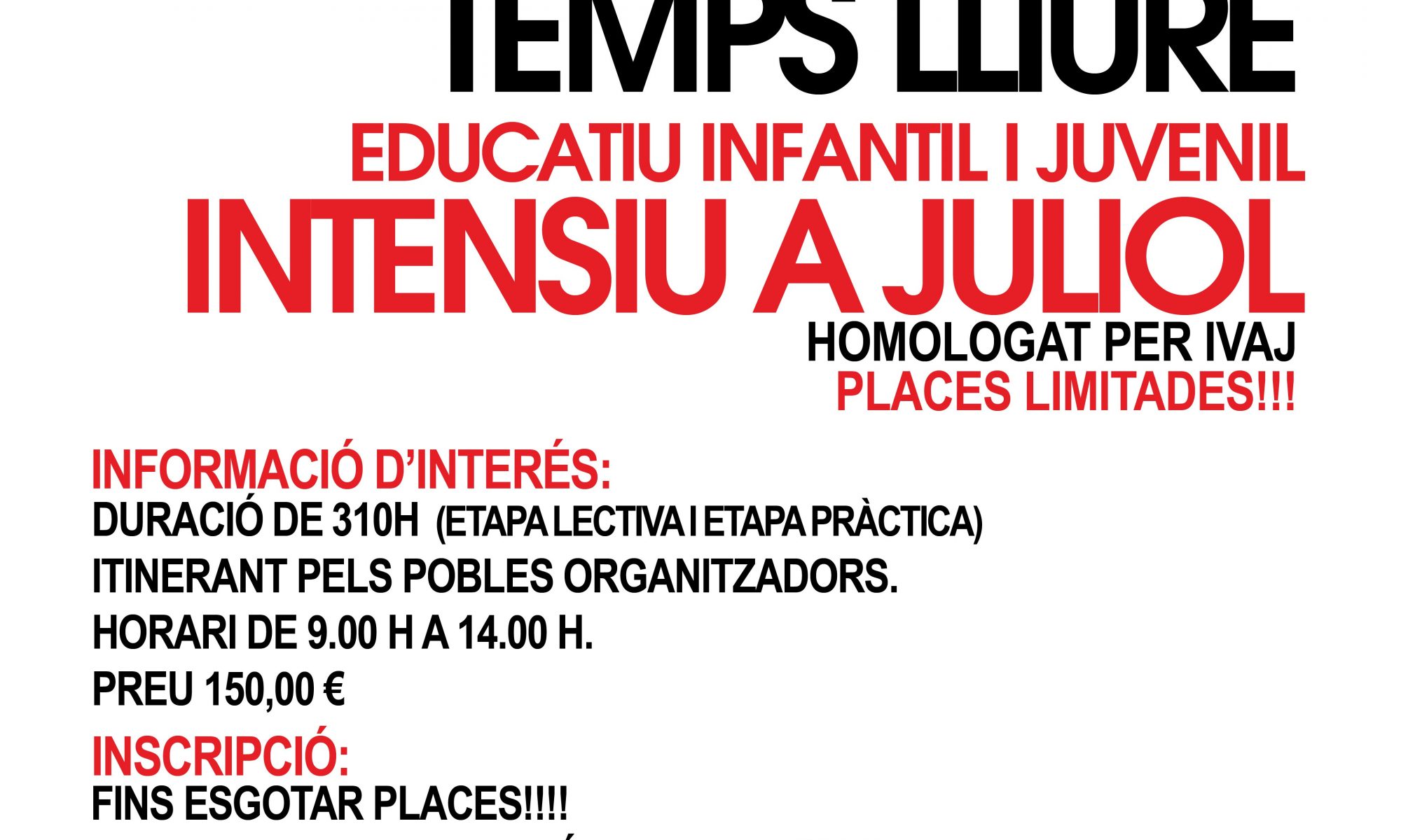 curs monitor activitats temps lliure