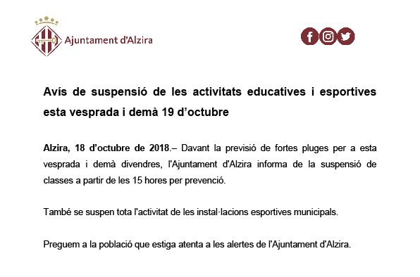 NP 18102018 Suspensió classes pluges-01