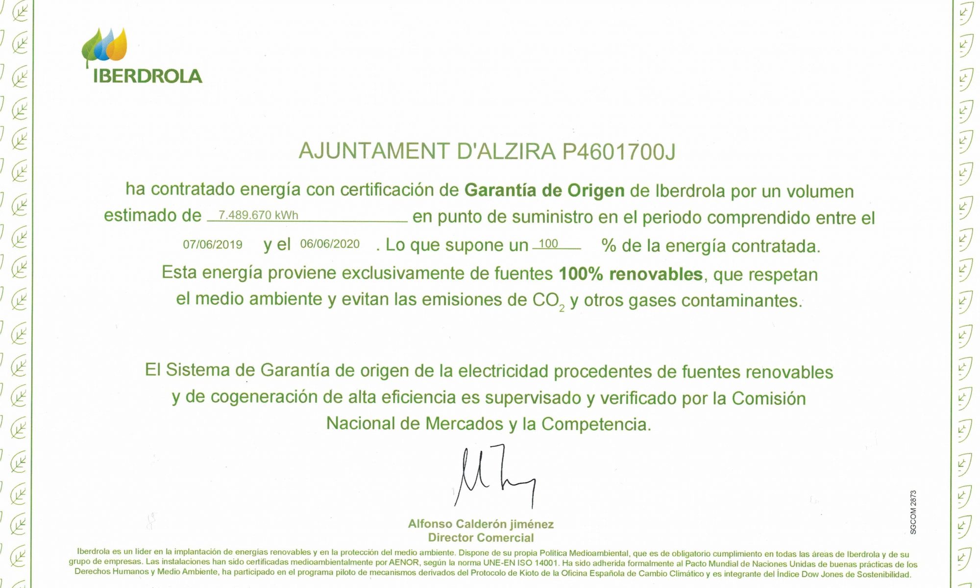 certificat Iberdrola