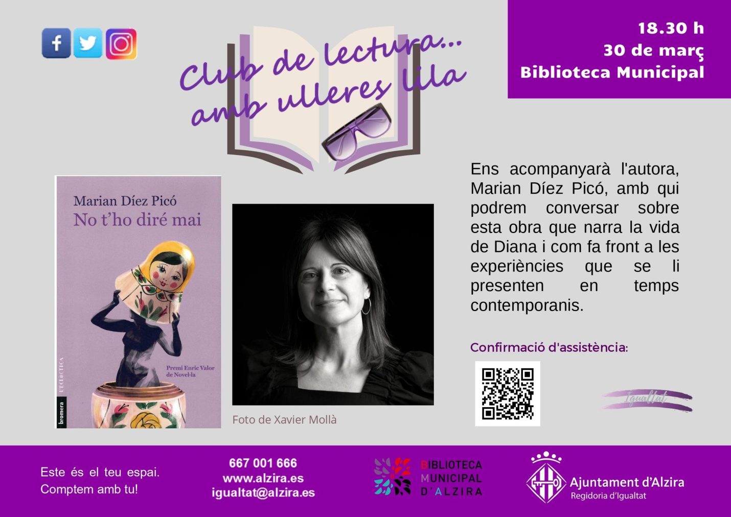 Club de lectura amb ulleres lila amb Marian Díez Picó