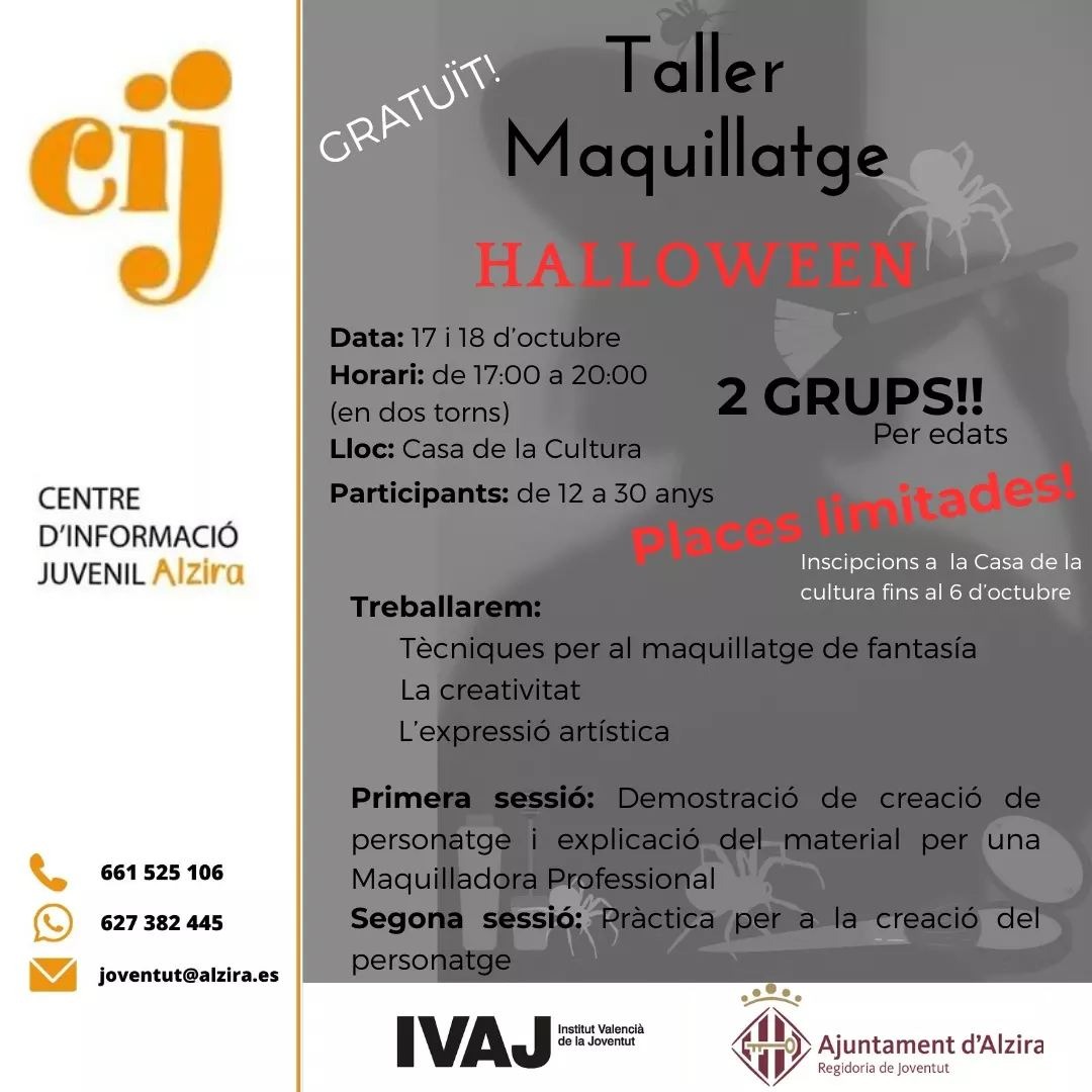 Taller de maquillatge de caracterització amb la temàtica HALLOWEEN