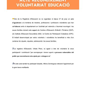 Acte reconeixement voluntariat educació