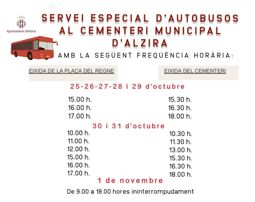 servei especial d' autobusos cementeri