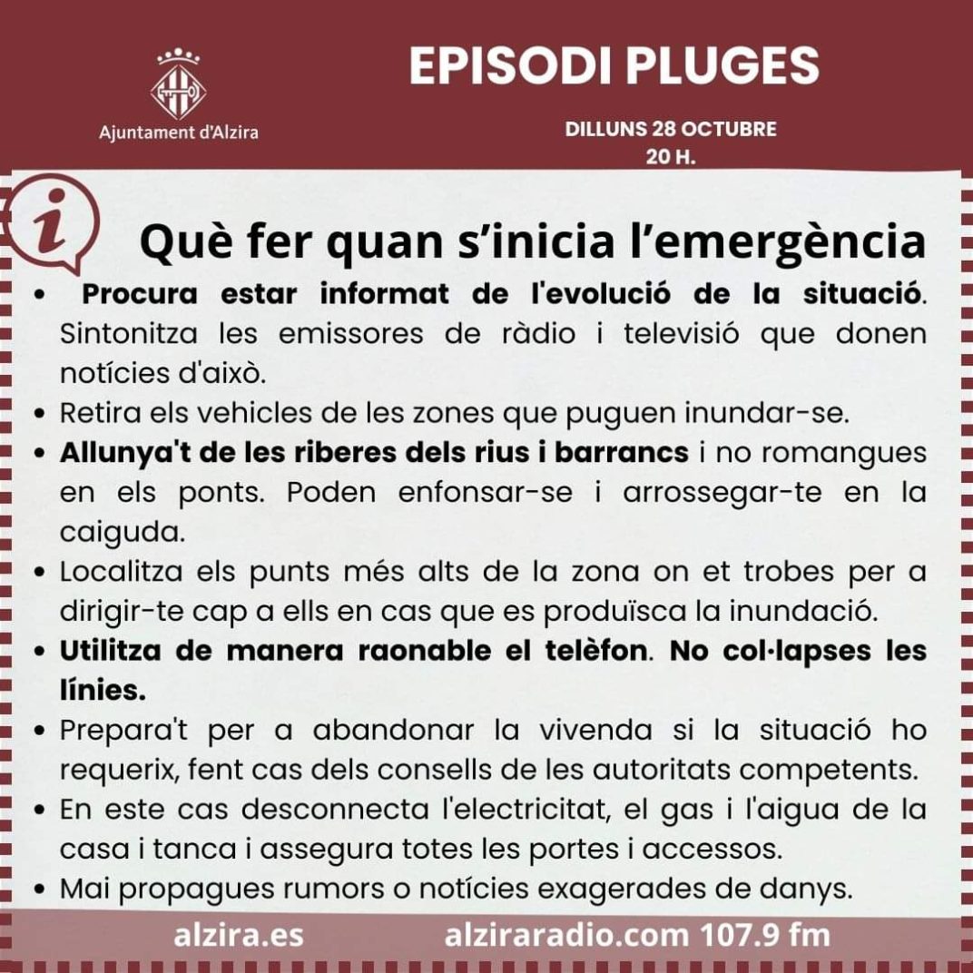 Recomanacions a la població en cas d'Emergència