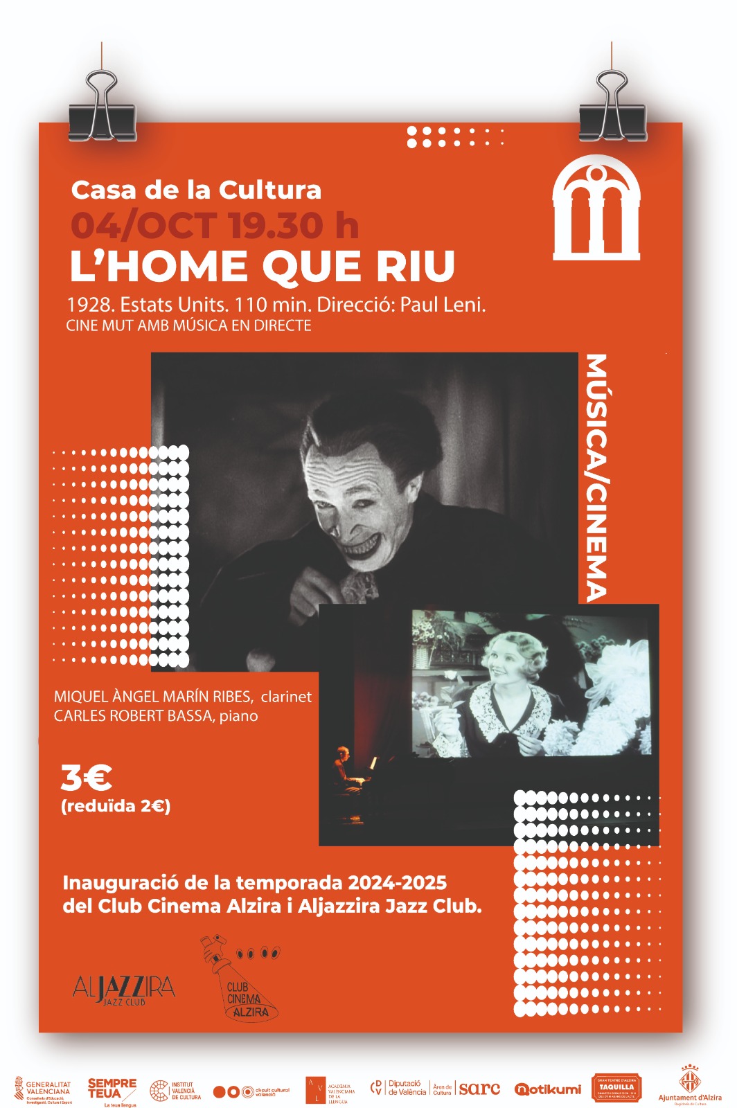 CINE MUT AMB MÚSICA EN DIRECTE "L’HOME QUE RIU"