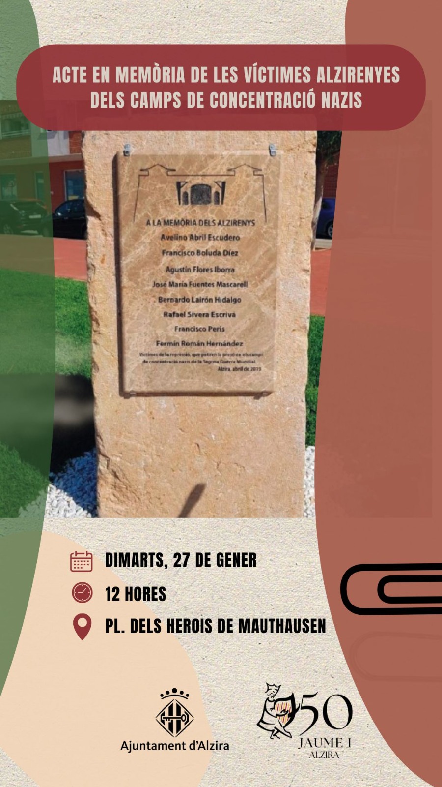 Acte en memòria de les víctimes alzirenyes dels camps de concentració nazis