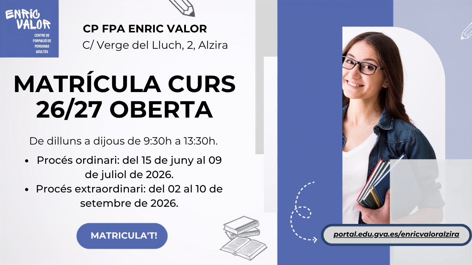 Matrícula oberta Escola d'Adults d'Alzira 26/27